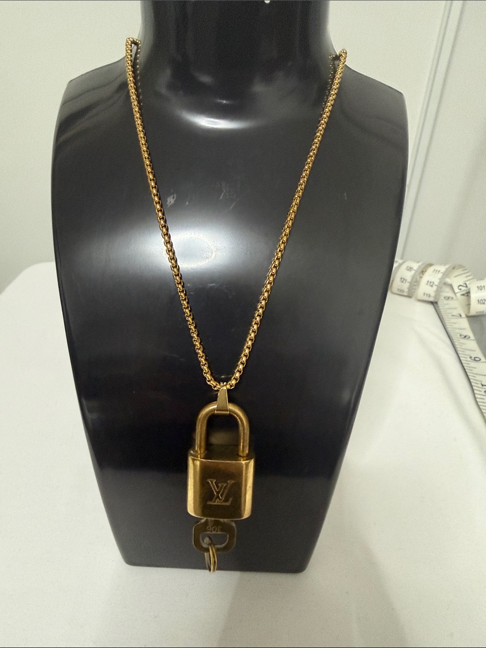 Louis Vuitton Gold Padlock Pendant Necklace with Key Charm